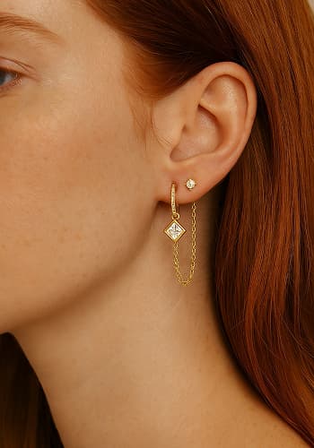 Rose‑gold hoops on model